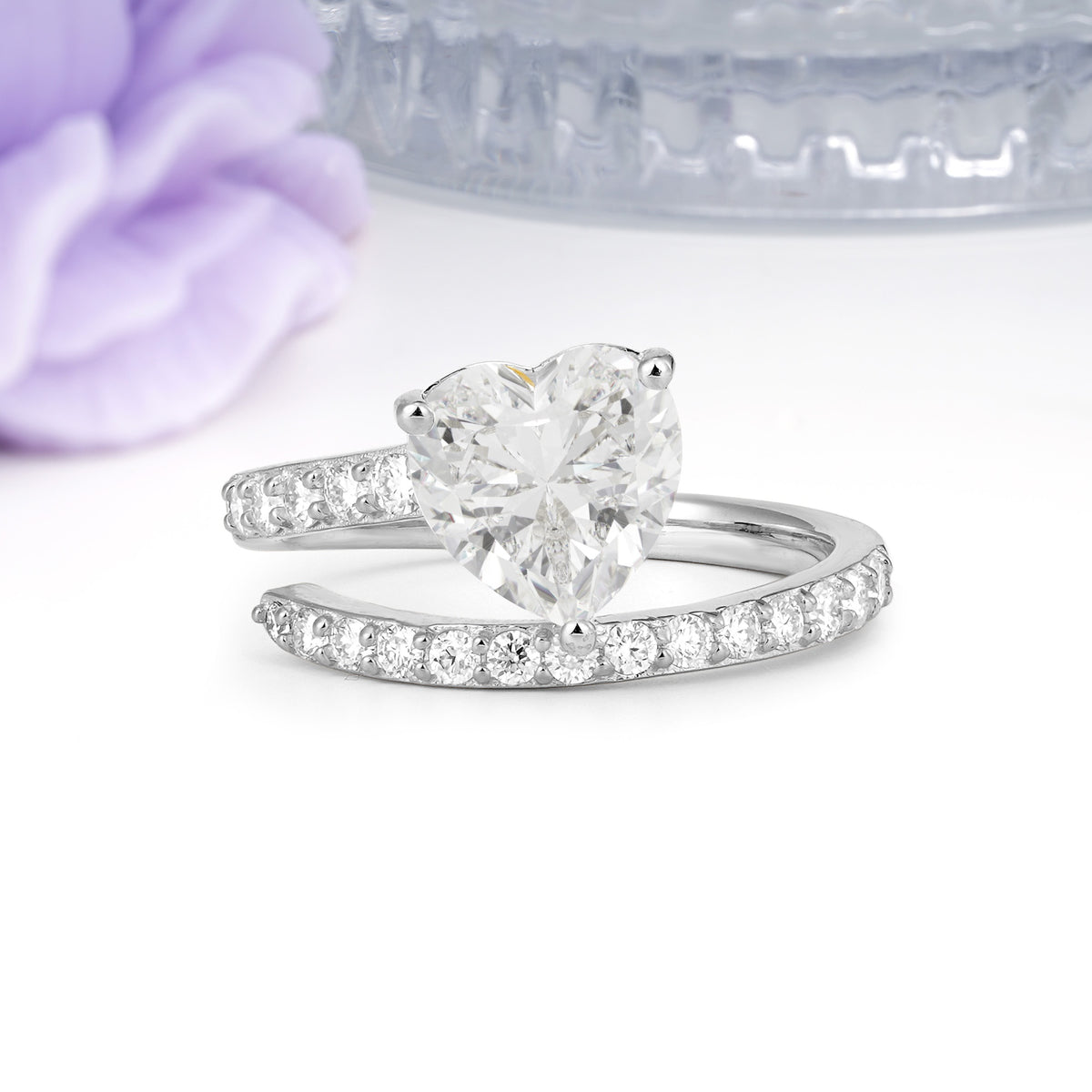 Unique Intertwined 3-Prong Heart-Cut Moissanite Engagement Ring - Additional view