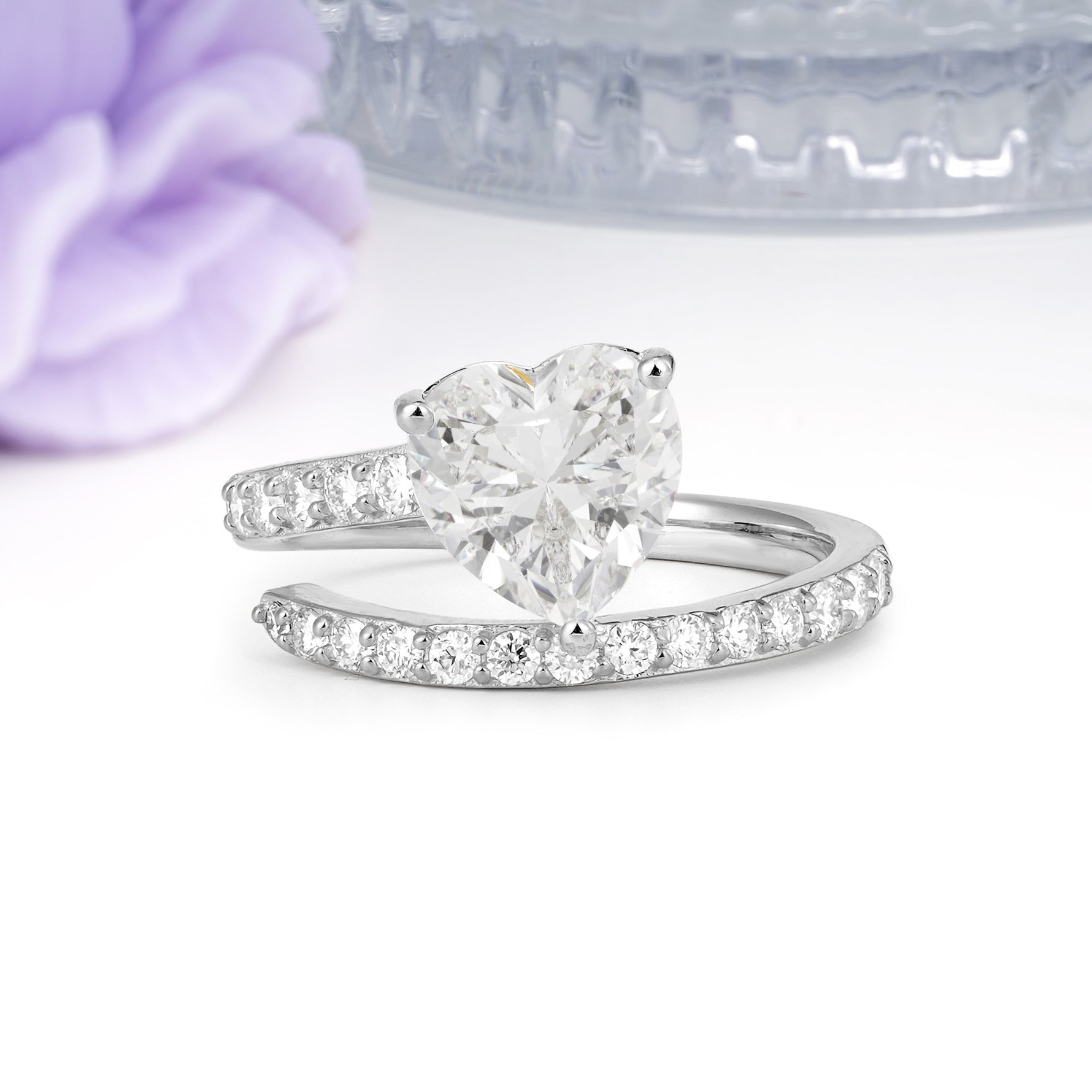Unique Intertwined 3-Prong Heart-Cut Moissanite Engagement Ring - Additional view