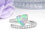Unique Intertwined 3-Prong Heart-Cut Fire Opal Engagement Ring - Additional view