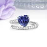 Unique Intertwined 3-Prong Heart-Cut Tanzanite Engagement Ring - Additional view