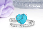 Unique Intertwined 3-Prong Heart-Cut Turquoise Engagement Ring - Additional view