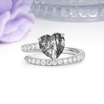 Unique Intertwined 3-Prong Heart-Cut Black Rutilated Quartz Engagement Ring - Additional view