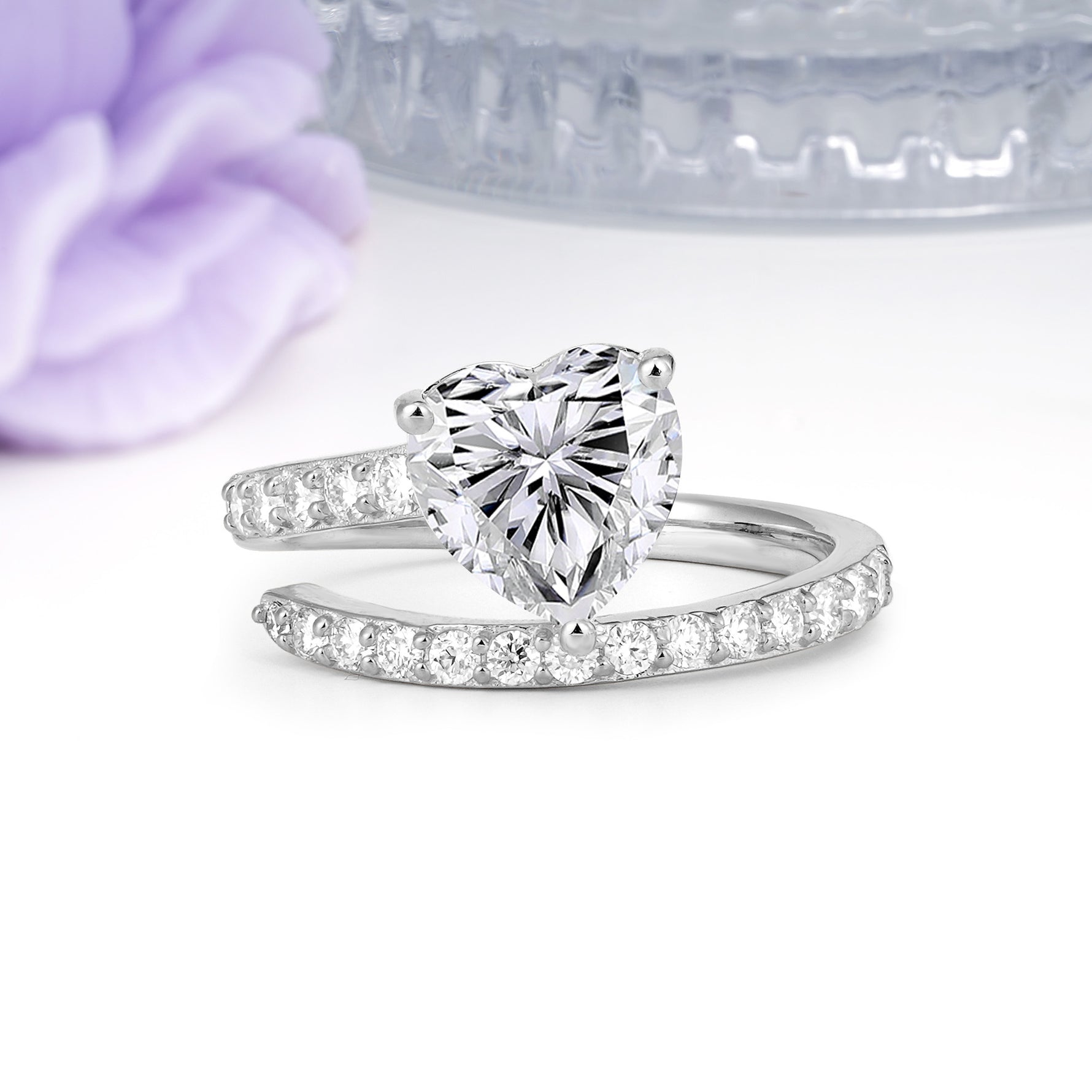 Unique Intertwined 3-Prong Heart-Cut Lab Diamond Engagement Ring - Additional view