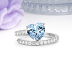 Unique Intertwined 3-Prong Heart-Cut Aquamarine Engagement Ring - Additional view