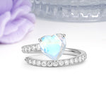 Unique Intertwined 3-Prong Heart-Cut Moonstone Engagement Ring - Additional view
