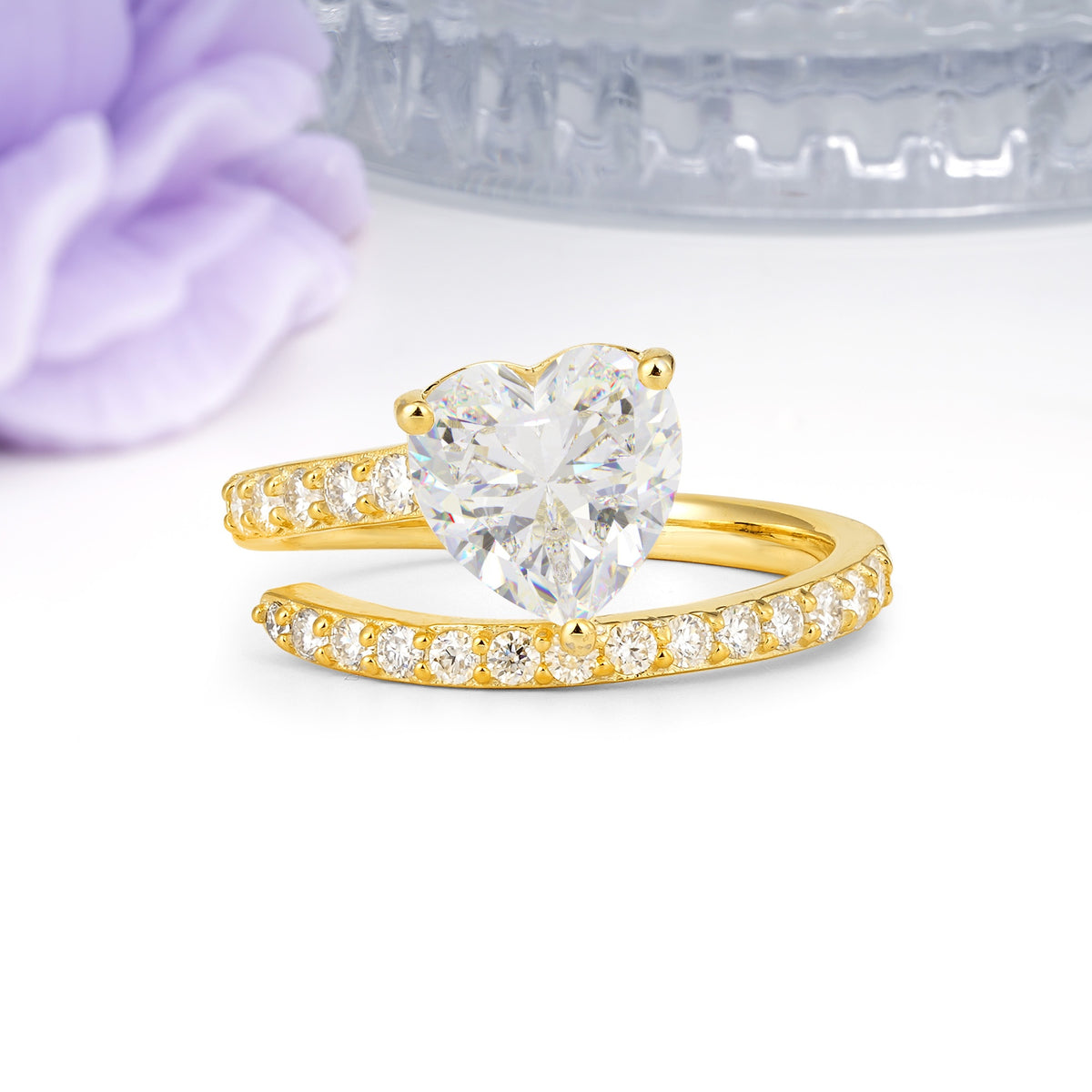 Unique Intertwined 3-Prong Heart-Cut Moissanite Engagement Ring - Additional view