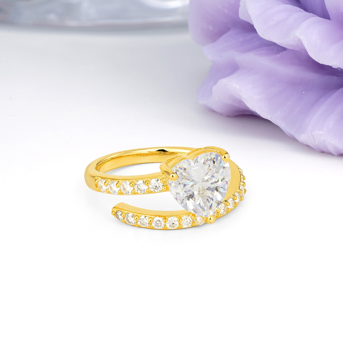 Unique Intertwined 3-Prong Heart-Cut Moissanite Engagement Ring - Additional view