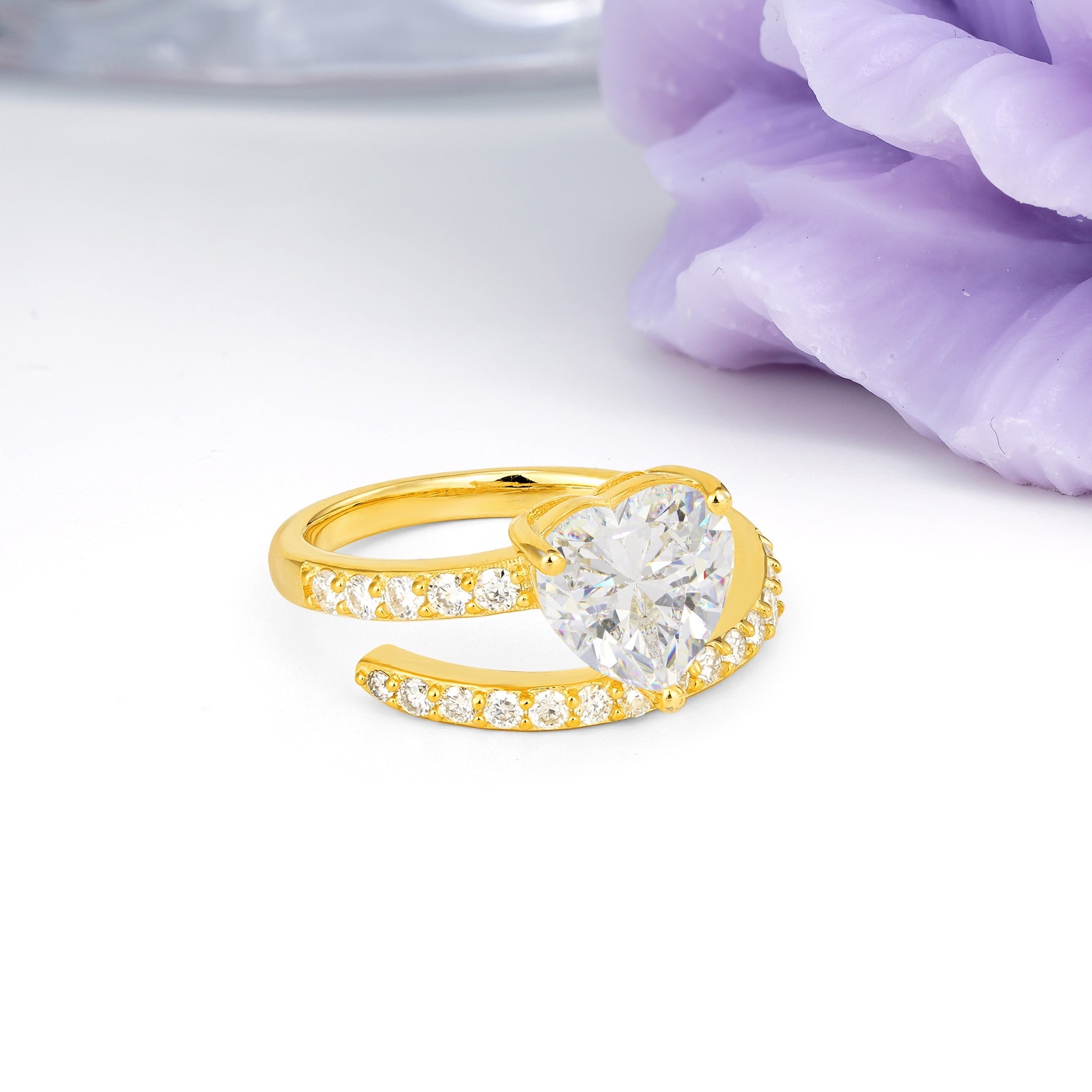 Unique Intertwined 3-Prong Heart-Cut Moissanite Engagement Ring - Additional view