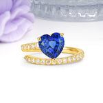 Unique Intertwined 3-Prong Heart-Cut Sapphire Engagement Ring - Additional view