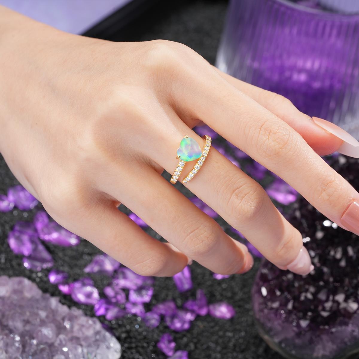 Unique Intertwined 3-Prong Heart-Cut Fire Opal Engagement Ring