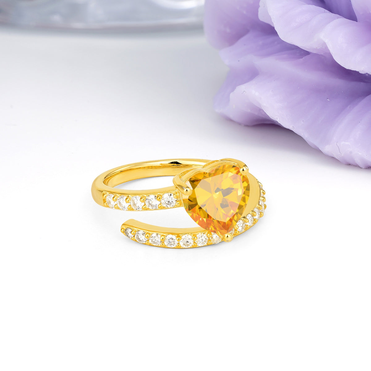 Unique Intertwined 3-Prong Heart-Cut Citrine Engagement Ring - Additional view