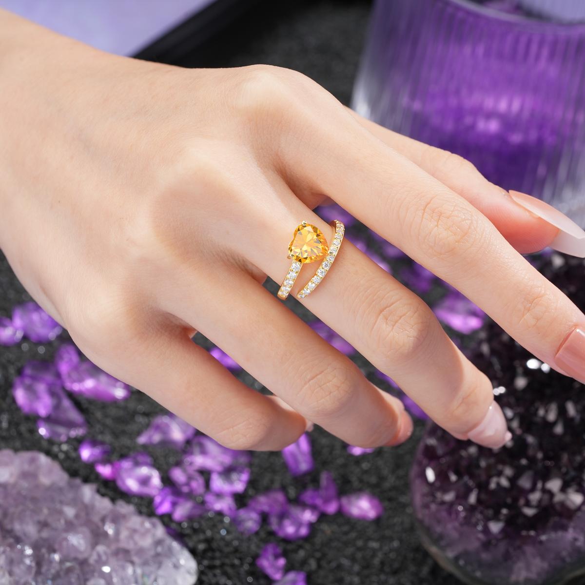 Unique Intertwined 3-Prong Heart-Cut Citrine Engagement Ring