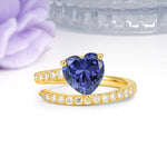 Unique Intertwined 3-Prong Heart-Cut Tanzanite Engagement Ring - Additional view