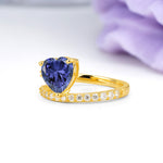 Unique Intertwined 3-Prong Heart-Cut Tanzanite Engagement Ring - Additional view