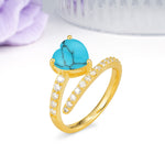 Unique Intertwined 3-Prong Heart-Cut Turquoise Engagement Ring - Additional view