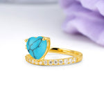 Unique Intertwined 3-Prong Heart-Cut Turquoise Engagement Ring - Additional view