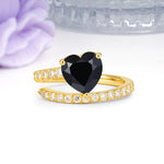 Unique Intertwined 3-Prong Heart-Cut Black Onyx Engagement Ring - Additional view