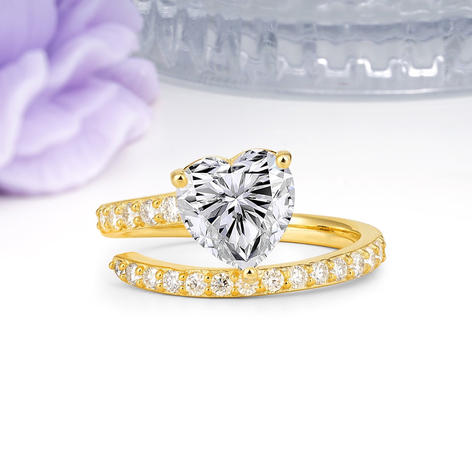 Unique Intertwined 3-Prong Heart-Cut Lab Diamond Engagement Ring - Additional view
