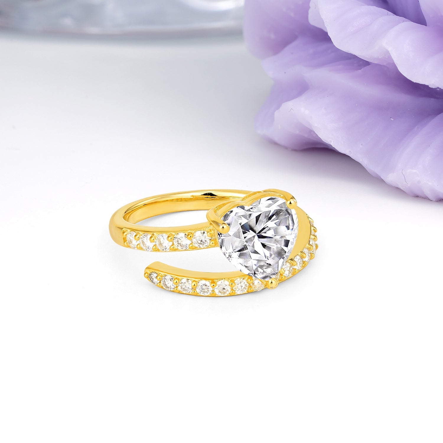 Unique Intertwined 3-Prong Heart-Cut Lab Diamond Engagement Ring - Additional view