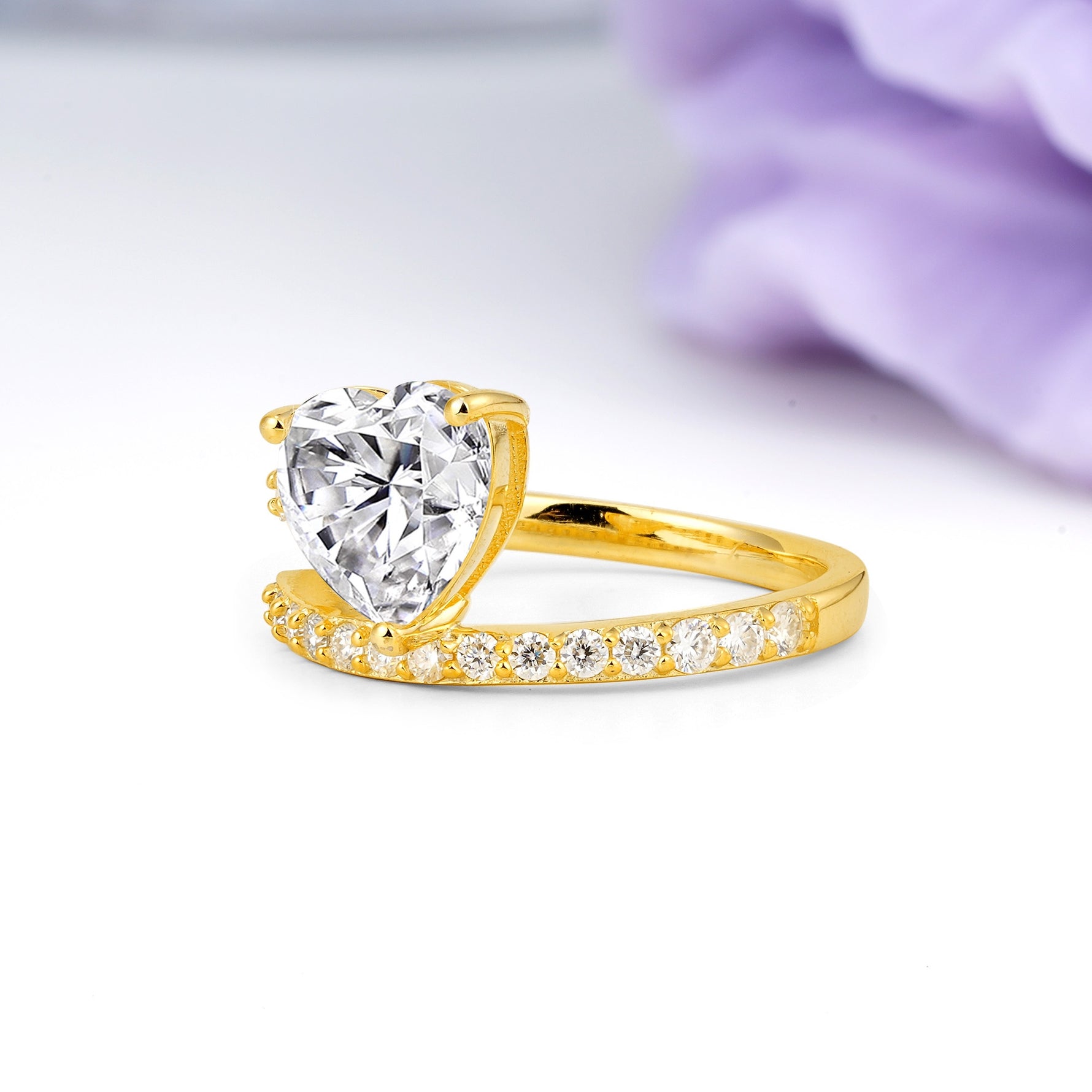 Unique Intertwined 3-Prong Heart-Cut Lab Diamond Engagement Ring - Additional view