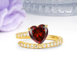 Unique Intertwined 3-Prong Heart-Cut Garnet Engagement Ring - Additional view