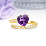 Unique Intertwined 3-Prong Heart-Cut Amethyst Engagement Ring - Additional view