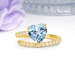 Unique Intertwined 3-Prong Heart-Cut Aquamarine Engagement Ring - Additional view