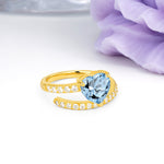 Unique Intertwined 3-Prong Heart-Cut Aquamarine Engagement Ring - Additional view