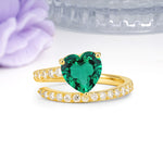 Unique Intertwined 3-Prong Heart-Cut Emerald Engagement Ring - Additional view