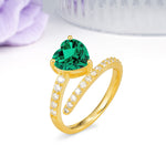 Unique Intertwined 3-Prong Heart-Cut Emerald Engagement Ring - Additional view