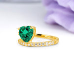 Unique Intertwined 3-Prong Heart-Cut Emerald Engagement Ring - Additional view