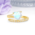 Unique Intertwined 3-Prong Heart-Cut Moonstone Engagement Ring - Additional view