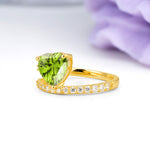 Unique Intertwined 3-Prong Heart-Cut Peridot Engagement Ring - Additional view