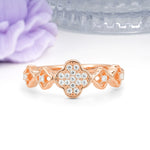 Sparkling Clover?Cluster Round Cut Moissanite Wedding Ring - Additional view