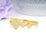 Sparkling Clover?Cluster Round Cut Moissanite Wedding Ring - Additional view