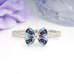 Four Marquise Butterfly Solitaire Milgrain Double Band Alexandrite Engagement Ring - Additional view