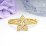 Dazzling Star?Shape Round?Cut Moissanite Pav¨¦ Wedding Ring - Additional view