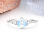 Unique and Minimalist 6-Prong Round Cut Moonstone Engagement Ring - Additional view