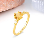 Unique and Minimalist 6-Prong Round Cut Citrine Engagement Ring - Additional view