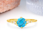 Unique and Minimalist 6-Prong Round Cut Turquoise Engagement Ring - Additional view