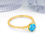 Unique and Minimalist 6-Prong Round Cut Turquoise Engagement Ring - Additional view