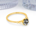Unique and Minimalist 6-Prong Round Cut Black Rutilated Quartz Engagement Ring - Additional view