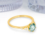 Unique and Minimalist 6-Prong Round Cut Moss Agate Engagement Ring - Additional view
