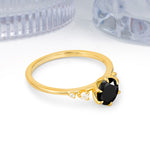 Unique and Minimalist 6-Prong Round Cut Black Onyx Engagement Ring - Additional view