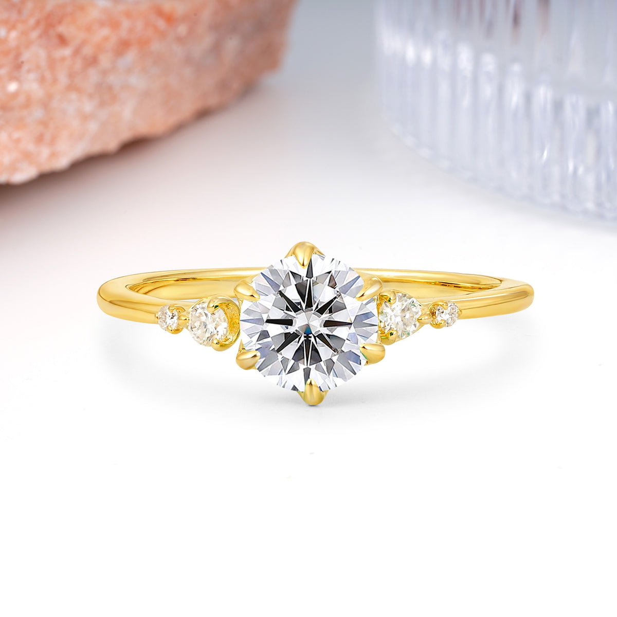 Unique and Minimalist 6-Prong Round Cut Lab Diamond Engagement Ring - Additional view