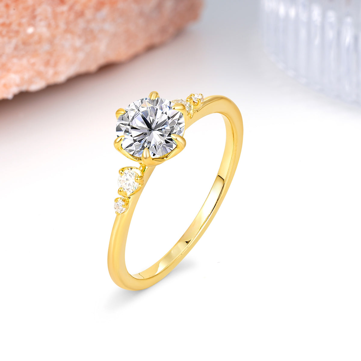 Unique and Minimalist 6-Prong Round Cut Lab Diamond Engagement Ring - Additional view
