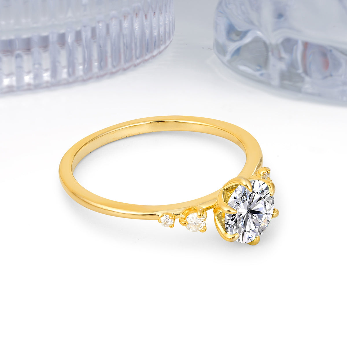 Unique and Minimalist 6-Prong Round Cut Lab Diamond Engagement Ring - Additional view