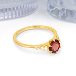 Unique and Minimalist 6-Prong Round Cut Garnet Engagement Ring - Additional view