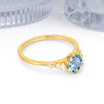 Unique and Minimalist 6-Prong Round Cut Aquamarine Engagement Ring - Additional view