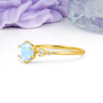 Unique and Minimalist 6-Prong Round Cut Moonstone Engagement Ring - Additional view